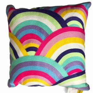New NWT Envogue Embroidered Pillow Rainbow Pride Color One Single Pillow